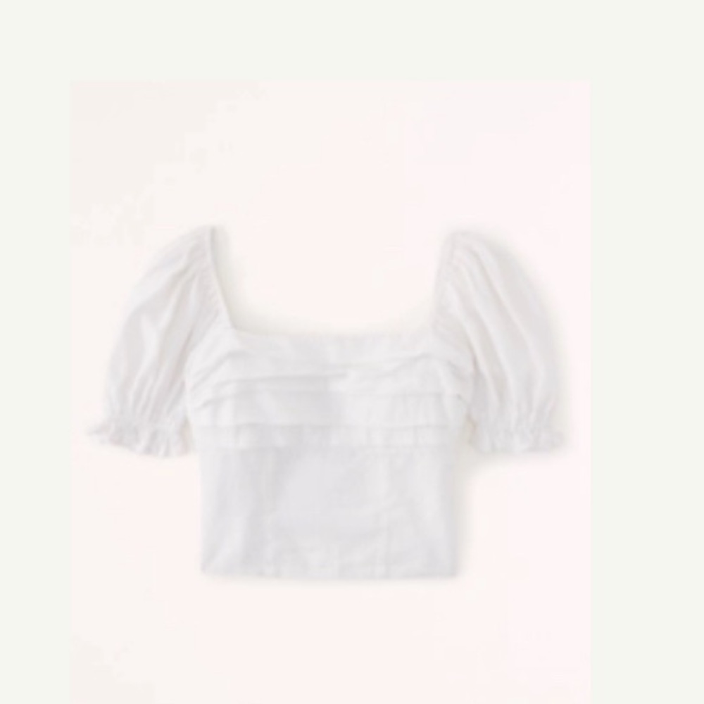 Women's White Pleated Square Neck Top